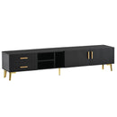 U-Can Modern TV Stand with 5 Champagne legs - Durable, stylish, spacious, versatile storage TVS up to 77" (Black) - Supfirm