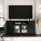 U-Can TV Stand for TV up to 65in with 2 Tempered Glass Doors Adjustable Panels Open Style Cabinet, Sideboard for Living room, Black - Supfirm