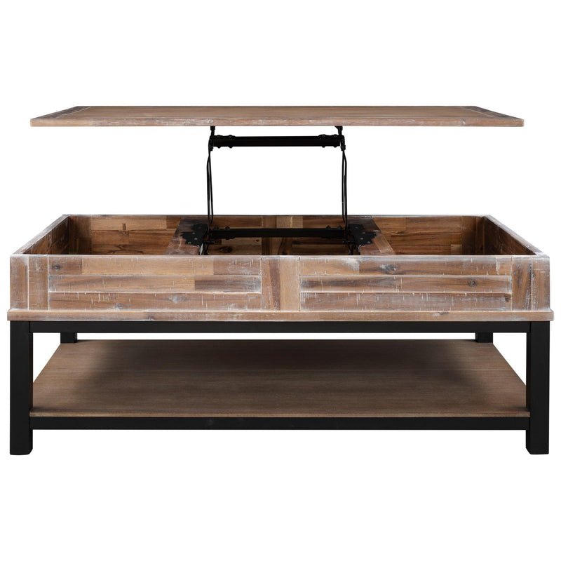 U-style Lift Top Coffee Table with Inner Storage Space and Shelf (As same As WF198291AAN) - Supfirm