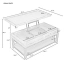 U-style Lift Top Coffee Table with Inner Storage Space and Shelf (As same As WF198291AAN) - Supfirm