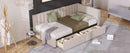 Upholstered Daybed with 2 Storage Drawers Twin Size Sofa Bed Frame No Box Spring Needed, Linen Fabric (Beige) - Supfirm