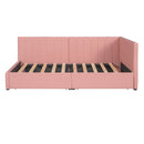Upholstered Daybed with 2 Storage Drawers Twin Size Sofa Bed Frame No Box Spring Needed, Linen Fabric (Pink) - Supfirm