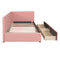Upholstered Daybed with 2 Storage Drawers Twin Size Sofa Bed Frame No Box Spring Needed, Linen Fabric (Pink) - Supfirm