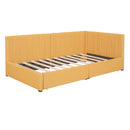 Upholstered Daybed with 2 Storage Drawers Twin Size Sofa Bed Frame No Box Spring Needed, Linen Fabric (Yellow) - Supfirm