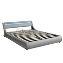 Upholstered Faux Leather Platform bed with a Hydraulic Storage System with LED Light Headboard Bed Frame with Slatted Queen Size - Supfirm