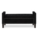 Upholstered Tufted Button Storage Bench with nails trim,Entryway Living Room Soft Padded Seat with Armrest,Bed Bench-Black - Supfirm