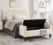 Upholstered Tufted Button Storage Bench with nails trim,Entryway Living Room Soft Padded Seat with Armrest,Bed Bench - Cream - Supfirm