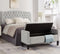 Upholstered Tufted Button Storage Bench with nails trim,Entryway Living Room Soft Padded Seat with Armrest,Bed Bench-Gray - Supfirm