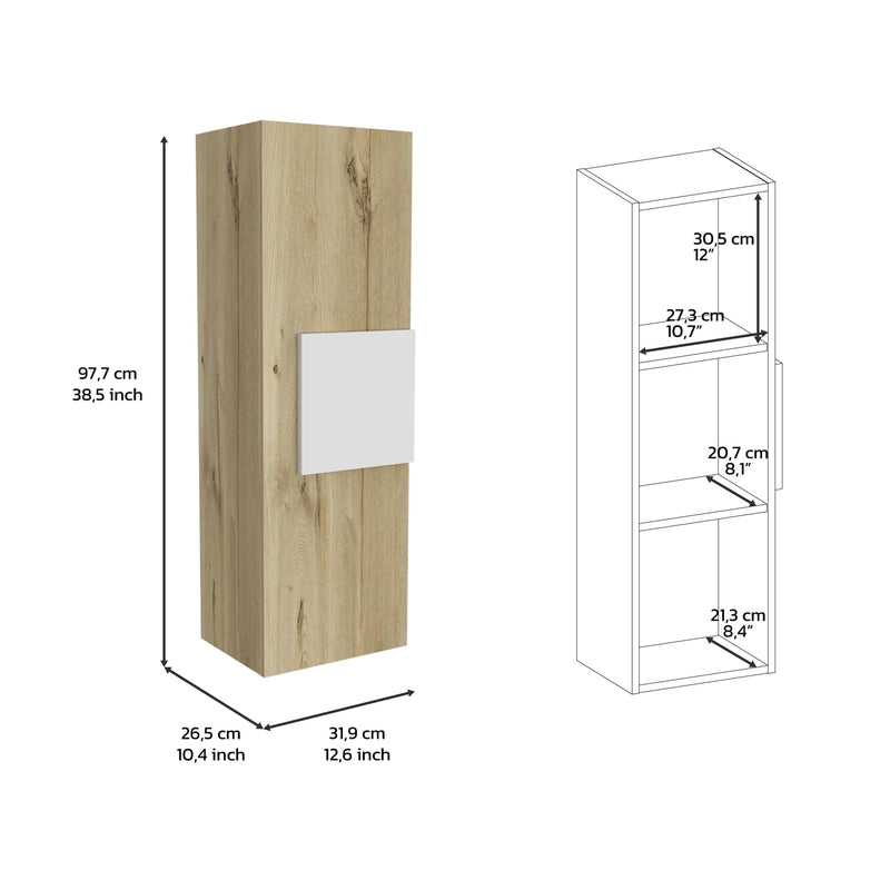 Supfirm Vanguard Medicine Cabinet, Three Shelves, Single Door Cabinet -White / Light Oak - Supfirm
