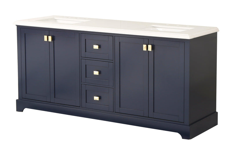 Vanity Sink Combo featuring a Marble Countertop, Bathroom Sink Cabinet, and Home Decor Bathroom Vanities - Fully Assembled Blue 72-inch Vanity with Sink 23V02-72NB - Supfirm