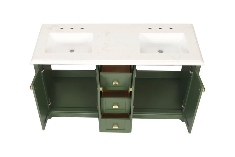 Vanity Sink Combo featuring a Marble Countertop, Bathroom Sink Cabinet, and Home Decor Bathroom Vanities - Fully Assembled Green 60-inch Vanity with Sink 23V02-60VG - Supfirm