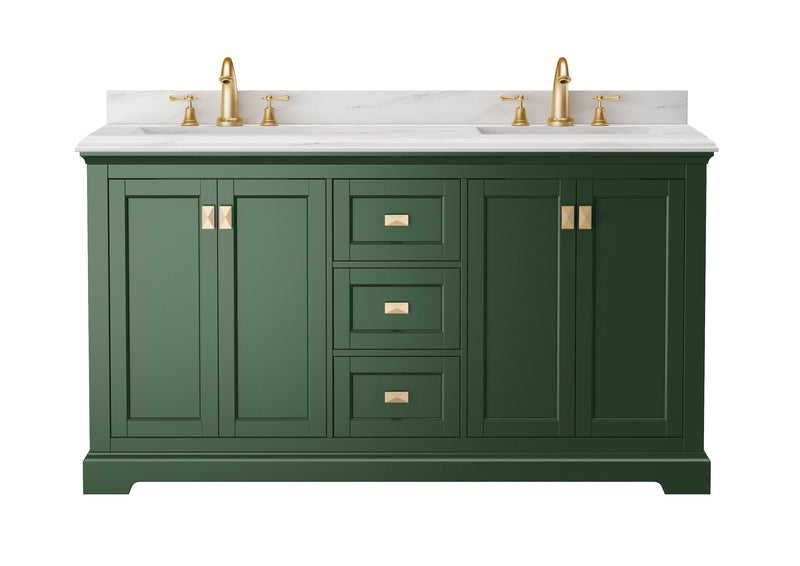 Vanity Sink Combo featuring a Marble Countertop, Bathroom Sink Cabinet, and Home Decor Bathroom Vanities - Fully Assembled Green 60-inch Vanity with Sink 23V02-60VG - Supfirm