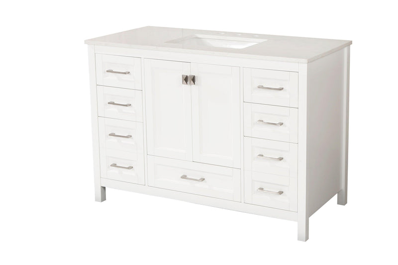 Vanity Sink Combo featuring a Marble Countertop, Bathroom Sink Cabinet, and Home Decor Bathroom Vanities - Fully Assembled White 48-inch Vanity with Sink 23V03-48WH - Supfirm