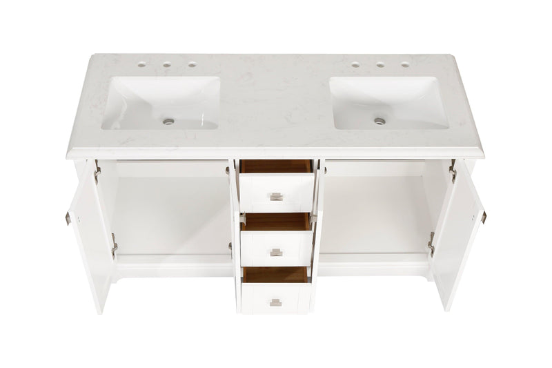 Vanity Sink Combo featuring a Marble Countertop, Bathroom Sink Cabinet, and Home Decor Bathroom Vanities - Fully Assembled White 60-inch Vanity with Sink 23V02-60WH - Supfirm