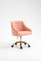 Velvet Fabric Pink Desk Chair for Home Office, Swivel Task Modern Design Chairs Bedroom Girls Women, - Supfirm