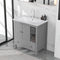[VIDEO] 30" Bathroom Vanity with Sink, Bathroom Storage Cabinet with Doors and Drawers, Solid Wood Frame, Ceramic Sink, Grey (OLD SKU: JL000002AAG) - Supfirm