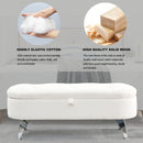 [Video] Welike Length 45.5 inches Storage Ottoman Bench Upholstered Fabric Storage Bench End of Bed Stool with Safety Hinge for Bedroom, Living Room, Entryway, Teddy White (Ivory) - Supfirm