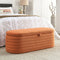[Video] Welike Length 45.5 inchesStorage Ottoman Bench Upholstered Fabric Storage Bench End of Bed Stool with Safety Hinge for Bedroom, Living Room, Entryway, orange teddy. - Supfirm
