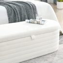 [Video] Welike Length 45.5 inchesStorage Ottoman Bench Upholstered Fabric Storage Bench End of Bed Stool with Safety Hinge for Bedroom, Living Room, Entryway,Teddy White (Ivory) - Supfirm