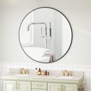Wall Mirror 42 Inch Black Circular Mirror Metal Framed Mirror Round Vanity Mirror Dressing Mirror, for Bathroom, Living Room, Bedroom Wall Decor - Supfirm
