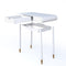 White Makeup Vanity Set with Stool, High Gloss Finish Dressing Table with Solid Stool,without Mirror!!! - Supfirm