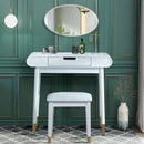 White Makeup Vanity Set with Stool, High Gloss Finish Dressing Table with Solid Stool,without Mirror!!! - Supfirm