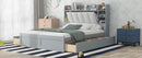 Wood Queen Size Platform Bed with Storage Headboard, Shelves and 4 Drawers, Gray - Supfirm