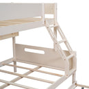 Wood Twin over Full Bunk Bed with Storage Shelves and Twin Size Trundle, Cream - Supfirm