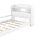 Wood Twin Size Platform Bed with Built-in LED Light, Storage Headboard and Guardrail, White - Supfirm