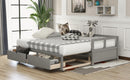 Wooden Daybed with Trundle Bed and Two Storage Drawers , Extendable Bed Daybed,Sofa Bed for Bedroom Living Room, Gray - Supfirm