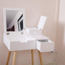 Wooden Vanity Desk Flip-top Dressing Mirror Writing table Computer Desk,White - Supfirm
