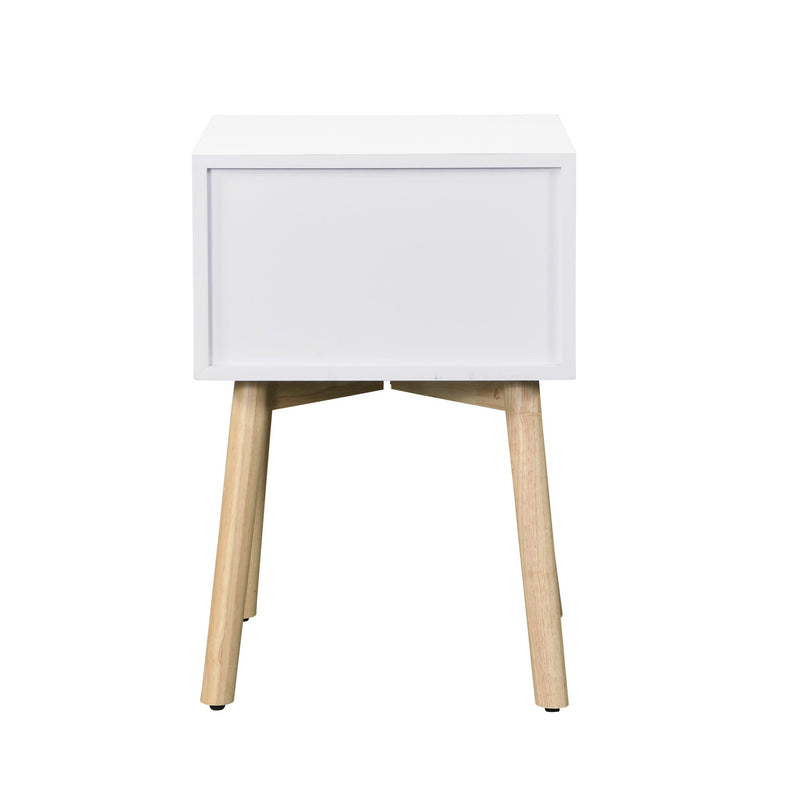 ZFZTIMBER Side Table,Bedside Table with 2 Drawers and Rubber Wood Legs, Mid-Century Modern Storage Cabinet for Bedroom Living Room, White - Supfirm