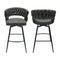 Technical Leather Woven Bar Stool Seat Set of 4,Black legs Barstools No Adjustable Kitchen Island Chairs,360 Swivel Bar Stools Upholstered Counter Stool Arm Chairs with Back Footrest, (Tan) - Supfirm