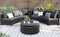 TOPMAX 6 Pieces Outdoor Sectional Half Round Patio Rattan Sofa Set, PE Wicker Conversation Furniture Set w/ One Storage Side Table for Umbrella and One Multifunctional Round Table, Brown+ Gray - Supfirm