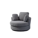 Supfirm 42.2"W Swivel Accent Barrel Chair and Half Swivel Sofa With 3 Pillows 360 Degree Swivel Round Sofa Modern Oversized Arm Chair Cozy Club Chair for Bedroom Living Room Lounge Hotel, Dark Gray Boucle