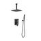 Supfirm 16 Inches Matte Black Shower Set System Bathroom Luxury Rain Mixer Shower Combo Set Ceiling Mounted Rainfall Shower Head Faucet (Contain Shower Faucet Rough-In Valve Body and Trim)