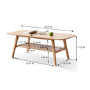 Supfirm Center table Low Table 100% solid wood Top plate Desk Coffee table Width 100 x Depth 50 x Height 44 cm Study desk Work from home Easy to assemble Natural wood with storage shelf Natural writing desk