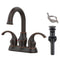 Supfirm Oil Rubbed Bronze Bathroom Faucet with 2-Handle and 360 Degree Rotating Spout, Crescent Moon Style 4-inch Centerset Vanity Sink with Pop-Up Drain and Supply Hoses, FR4090-ORB