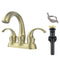 Supfirm Bathroom Faucet 2-Handle Brushed Gold with Aerator, Swan Style 4-inch Centerset Vanity Sink with Pop-Up Drain and Supply Hoses, FR4075-BG