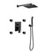 Supfirm Shower System, 10-Inch Matte Black Full Body Shower System with Body Jets, Square Rainfall Shower Head, Handheld Shower, and 3 Functions Pressure Balance Shower Valve, Bathroom Luxury Faucet Set.
