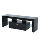 Supfirm Black morden TV Stand with LED Lights,high glossy front TV Cabinet,can be assembled in Lounge Room, Living Room or Bedroom,color:BLACK