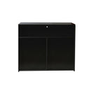 Supfirm Living Room Sideboard Storage Cabinet Black High Gloss with LED Light, Modern Kitchen Unit Cupboard Buffet Wooden Storage Display Cabinet TV Stand with 2 Doors for Hallway Dining Room