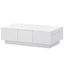 Supfirm Multifunctional Coffee Table with 2 large Hidden Storage Compartment, Extendable Cocktail Table with 2 Drawers, High-gloss Center Table with Sliding Top for Living Room, 39.3"x21.6", White