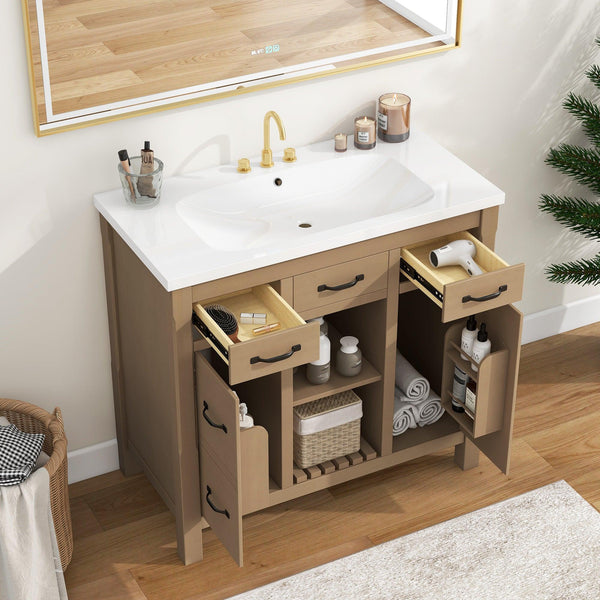 36''Bathroom Vanity with Undermount Sink,Modern Bathroom Storage Cabinet with 2 Drawers and 2 Cabinets,Solid Wood Frame Bathroom Cabinet - Supfirm