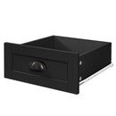 Supfirm Drawer Dresser BAR CABINET side cabinet,buffet sideboard,buffet service counter, solid wood frame,plasticdoor panel,retro shell handle,applicable to dining room, living room, kitchen ,corridor,black