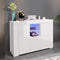 Supfirm Kitchen Sideboard Cupboard with LED Light, White High Gloss Dining Room Buffet Storage Cabinet Hallway Living Room TV Stand Unit Display Cabinet with Drawer and 2 Doors - Supfirm