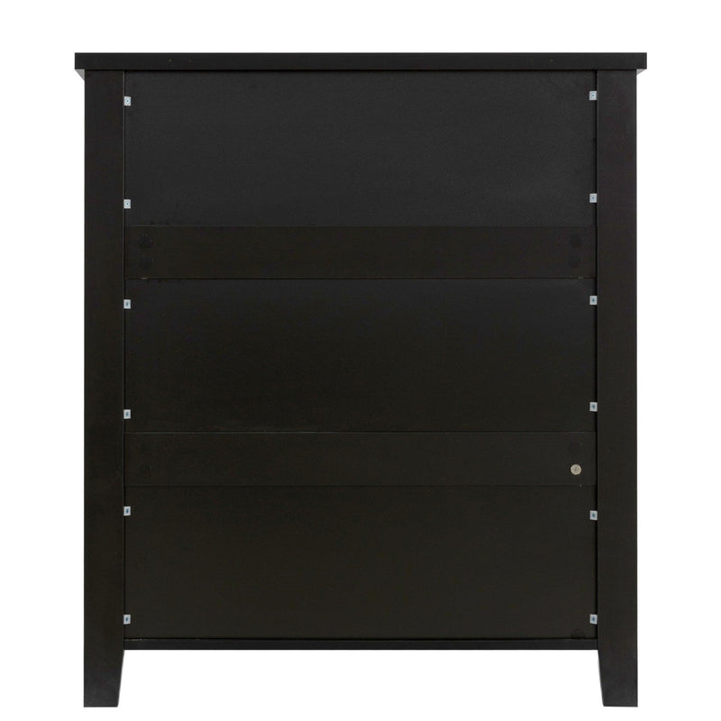 Supfirm Drawer Dresser BAR CABINET side cabinet,buffet sideboard,buffet service counter, solid wood frame,plasticdoor panel,retro shell handle,applicable to dining room, living room, kitchen ,corridor,black