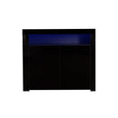 Supfirm Living Room Sideboard Storage Cabinet Black High Gloss with LED Light, Modern Kitchen Unit Cupboard Buffet Wooden Storage Display Cabinet TV Stand with 2 Doors for Hallway Dining Room