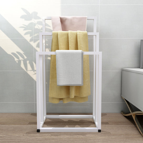 Supfirm Metal Freestanding Towel Rack 3 Tiers Hand Towel Holder Organizer for Bathroom Accessories, White