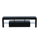 Supfirm Black morden TV Stand with LED Lights,high glossy front TV Cabinet,can be assembled in Lounge Room, Living Room or Bedroom,color:black